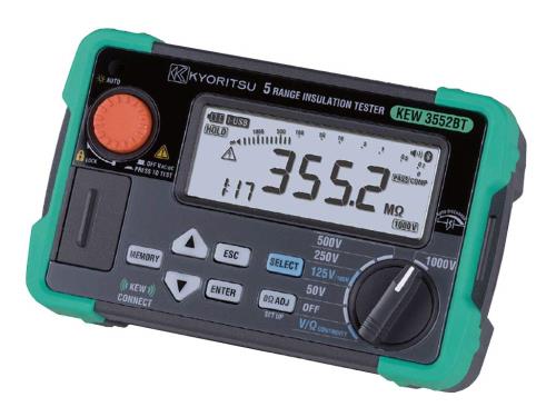 共立電気計器 (KYORITSU) Bluetooth Smart 搭載 6レンジ絶縁抵抗計 (50V/100V/125V/250V/500V/1000V) メモリ機能有り : KEW 3552BT