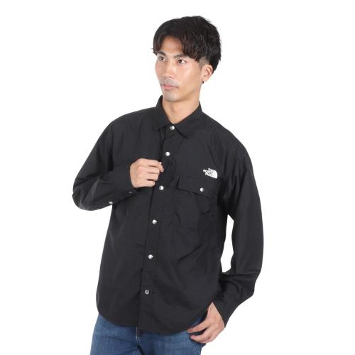 [ザノースフェイス] ロングスリーブヌプシシャツ ユニセックス 撥水 軽量 耐久性 ブラック L