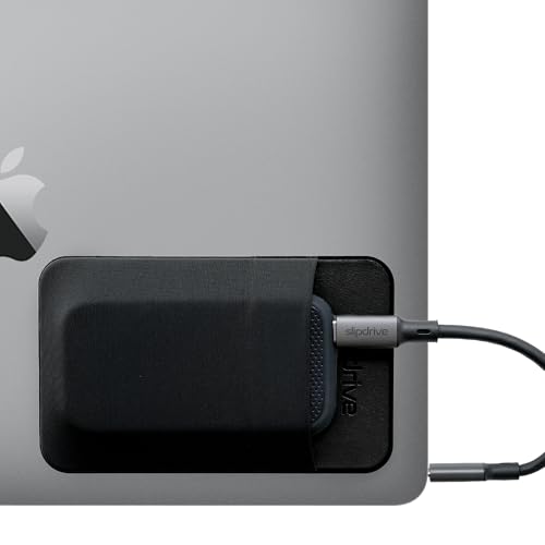 Slipdrive - ノートパソコン用ポータブルハードドライブスリーブ - SSDソリッドステートドライブ - 再利用可能な接着剤 - 外付けハードドライブキャリングケースにくっつく - ポケットポーチ(S、ブラック)