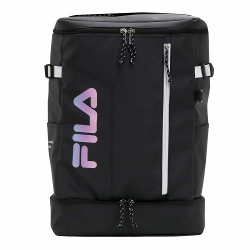 [FILA] [フィラ] リュックサック デイパック スクエア 2ルーム B4 35L メンズ レディース 7763 (ブラック／パープル)