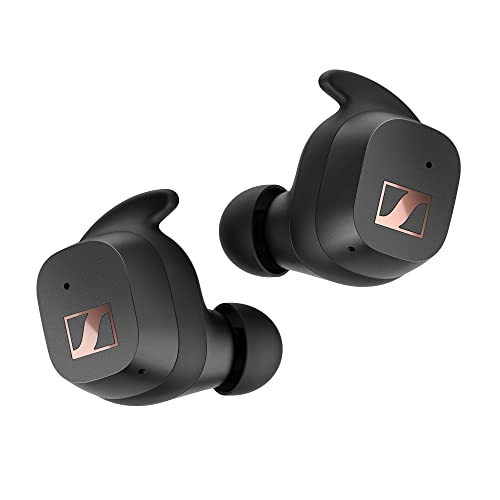 ゼンハイザー(Sennheiser) ワイヤレスイヤホン bluetooth SPORT True Wireless ブラック 自社開発高性能ダイナミックドライバー IP54 防塵 防滴 装着感 遮音性 アダプタブルアコースティック 27時間再生 途切れにくい Bluetooth 5.2対応+Class1 aptX 国内正規品