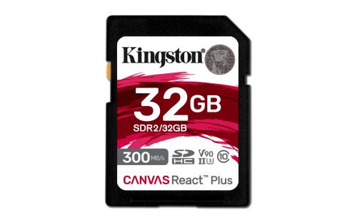 キングストン SDXCカード 32GB 最大300MB/s UHS-II V90 4K 8K Canvas React Plus SDR2/32GB カードのみ 製品寿命期間保証