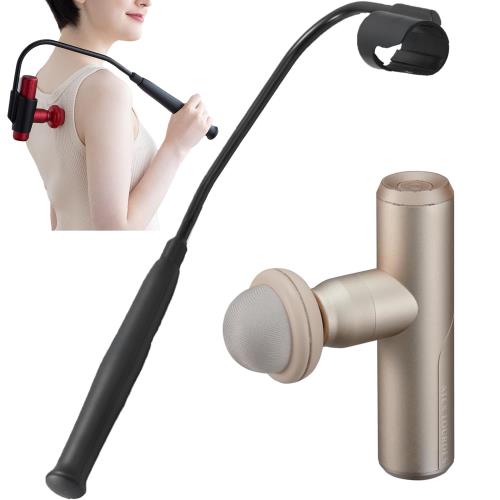 ATEX アテックス ルルドガンプラスアーム アダプター付き 専用アーム付き 振動 軽量 220g 強力 6mm振幅 振動レベル4段階 アタッチメント5種 AX-HX336gd ゴールド 背中 肩 腰 足 全身 プレゼント ギフト 健康グッズ 収納ポーチ付き 持ち運びに便利