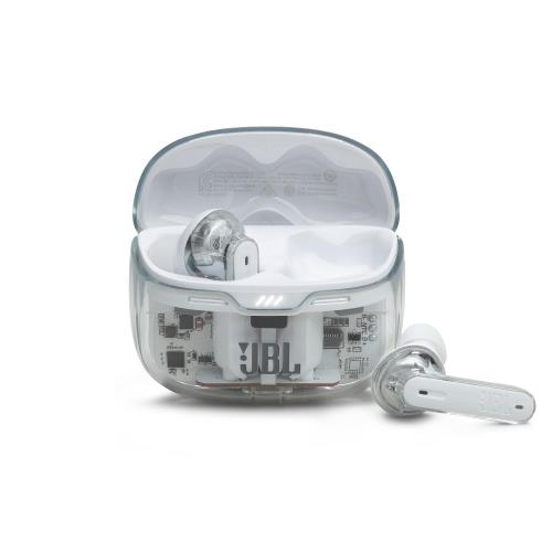 JBL TUNE BEAM 完全ワイヤレスイヤホン/アクティブノイズキャンセリング/スケルトン 透明 外音取込 IP54 かわいい (ゴーストホワイト)
