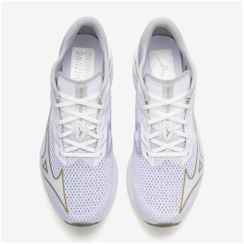 [ミズノ] ランニングシューズ ウエーブリベリオン フラッシュ 2 ジョギング マラソン トレーニング スポーツ 軽量 反発 厚底 メンズ ホワイト×ゴールド×ライトグレー 26.0 cm 3E