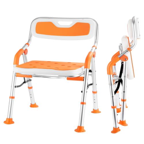 お風呂椅子 介護用 折りたたみ シャワーチェア 背もたれ付 風呂 椅子 介護 耐荷重150kg バスチェア 肘掛け付き 高さ4段階調節 アルミ合金製 軽量 丈夫 脚ゴムキャップ 転倒防止 組み立て簡単 取り外し可能 浴室 入浴用品 日本語説明書付