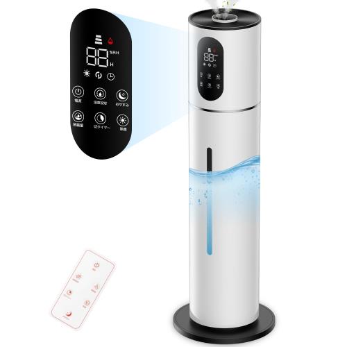 加湿器 大容量 8L タワー式 除菌・抗菌・自動恒湿・アロマ対応 かしつき 上から給水 超音波式 300ml/h加湿量 切タイマー スリープモード 吹出口360° 空焚き防止 水漏れ防止 花粉 乾燥対策 省エネ 寝室/リビング/オフィス 40畳 業務用 家庭用 お手入れ簡単 リモコンき pcs