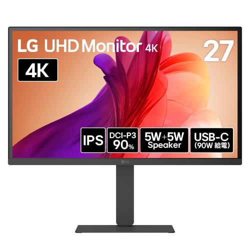 LG モニター ディスプレイ 27U730A-B 27インチ/4K(3840×2160)/IPS/DCI-P3 90%/HDR/アンチグレア/HDMI×2/DisplayPort/USB Type-C(USB PD90W)/スイベル/高さ調整/ピボット/5W+5W スピーカー