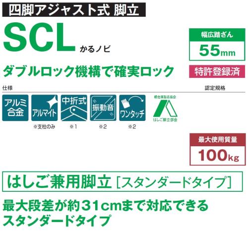 ピカ(PiCa) 脚立 伸縮 かるノビ はしご兼用脚立 四脚アジャスト式 3段 3尺 (0.66~0.97m) アルミニウム シルバー SCL-90A_3