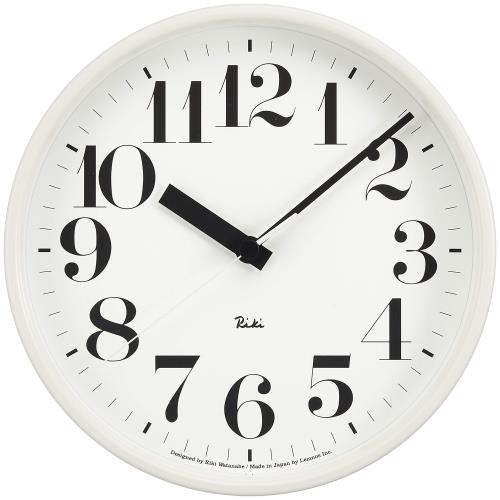 レムノス 掛け時計 電波時計 リキスチールクロック ホワイト アルミ 太字 RIKI STEEL CLOCK WR08-25 WH Lemnos