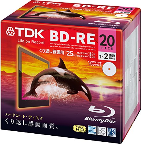TDK 録画用 BD-RE 25GB 1-2倍速 ホワイトワイドプリンタブル 20枚 5mmケース BEV25PWA20A