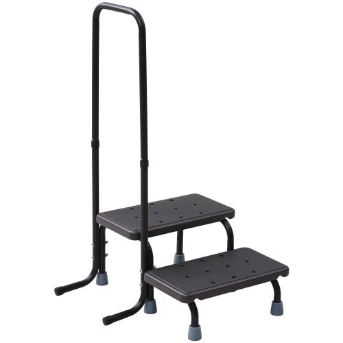 ガーデンマスター(Gardenmaster) 取っ手付き樹脂2段踏み台 幅53.5×奥行53.5×高さ94.5cm ステップ幅22cm 耐荷重:約100kg バルコニー ベランダ デッキ 縁台 段差解消 介護 ガーデンマスター ダークブラウン YMP-5502H
