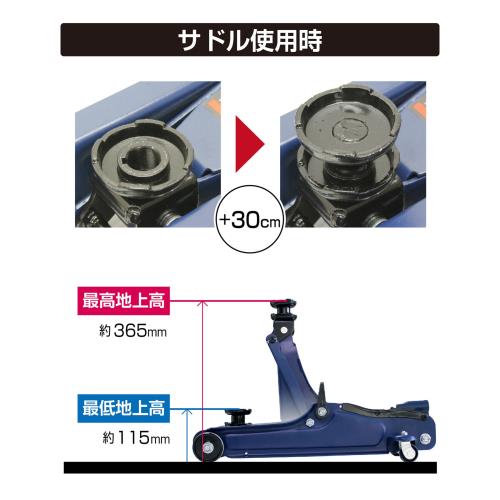 メルテック(meltec) 車用 油圧信徒万力 2t ローダウン 最高値/少なくとも値 335(365)/85(115)粍 ジャッキタッチメント・サドル(30mmUP)付 Meltec FA-24