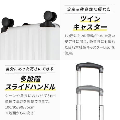 [トラベリスト] スーツケース キャリーケース ジッパーキャリー 機内持ち込みサイズ トップオープン フロントオープン ブレーキ付き ストッパー付き 拡張機能 レスト 35L(43L) 53 cm 3.9kg ブラック