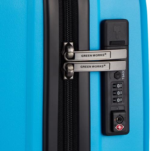 [シフレ] ハードジッパーケース 超軽量 驚きの軽さ 1年 証付き Green Works グリーンワークス ジッパー スーツケース 35L 2.1kg スカイブルー