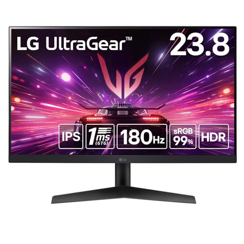 LG ゲーミングモニター UltraGear 24GS60F-B 23.8インチ/PCゲーム、家庭用ゲーム/フルHD(1920×1080) /アンチグレア/180Hz/IPS 1ms（GTG）/FreeSync? テクノロジー/G-Sync Compatible/HDR10/DisplayPort/HDMI/チルト調整対応/メーカー3年保証/無輝点保証