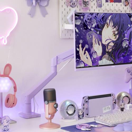 Pixio PS1S Wave Pastel Purple パステル パープル モニターアーム シングル かわいい 上下 32インチ 24インチ 27インチ_1