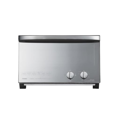 TWINBIRD(ツインバード) トースター オーブントースター 4枚焼き ピザ丸々入る広さ 1200W 15分タイマー 出力切替4段階 ミラーガラス 掃除しやすい スタイリッシュ ブラック TS-D047B