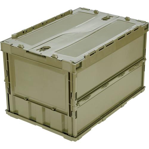 トラスコ中山(TRUSCO) 薄型折りたたみコンテナ 50L ロックフタ付 OD色 