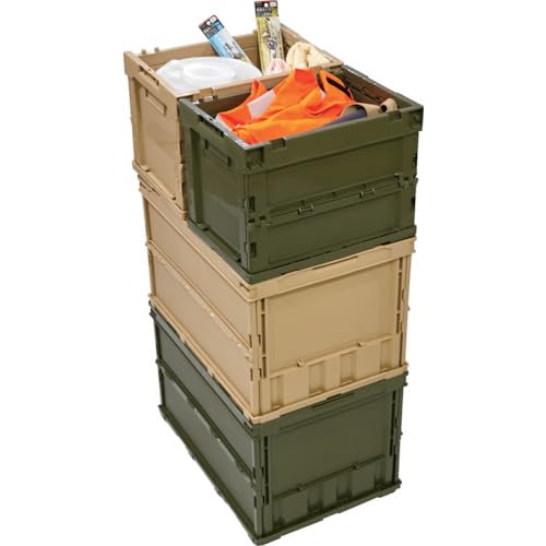 トラスコ中山(TRUSCO) 薄型折りたたみコンテナ 50L ロックフタ付 OD色 