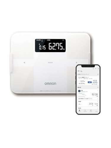 オムロン 体重 体組成計 カラダスキャン ホワイト KRD-603T2-W スマホ連動 データ自動転送自動認識 乗るだけで測定開始 50g単位 BMI 骨格筋率 体脂肪率
