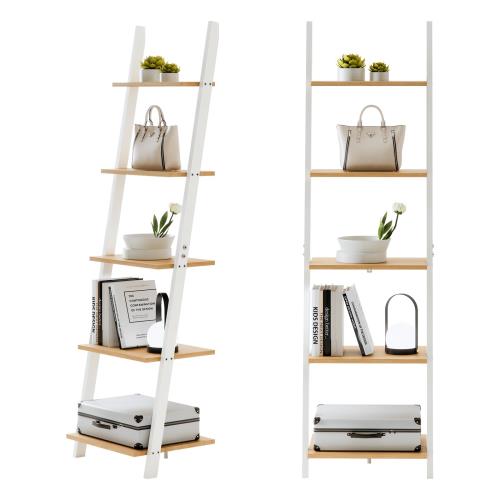 ANDWINT オープンラック 棚ラック木製 5段シェルフ おしゃれ 本棚スリム 飾り棚 壁面収納 北欧スタイル ホワイト 収納棚 玄関 リビングルーム 木目幅45×奥行35×高さ154.3cm オーク