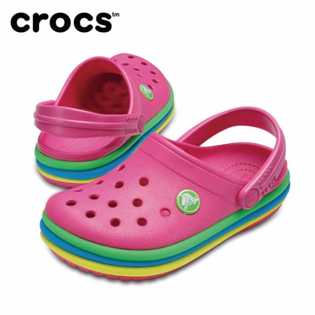 crocs rainbow band clog