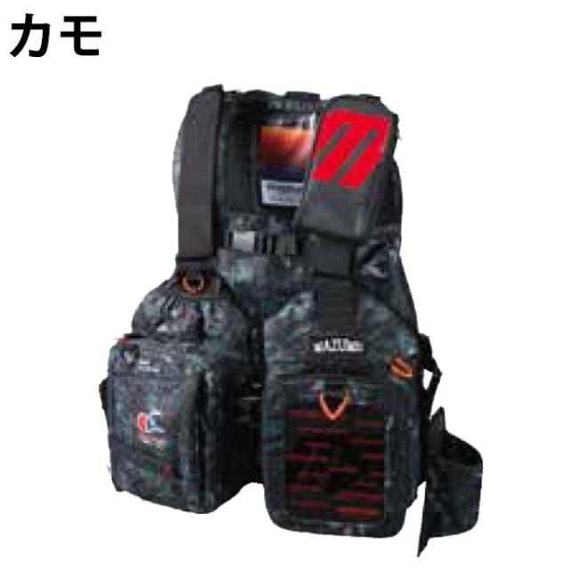 mazume フィッシングベスト 黒/赤/白 mazume レッドムーンライフジャケットⅨ カモ