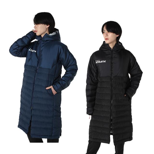 ★ATHLETAアスレタロングベンチコートMサイズブラック中綿フェイクダウン ☆ATHLETAアスレタロングベンチコートMサイズブラック中綿