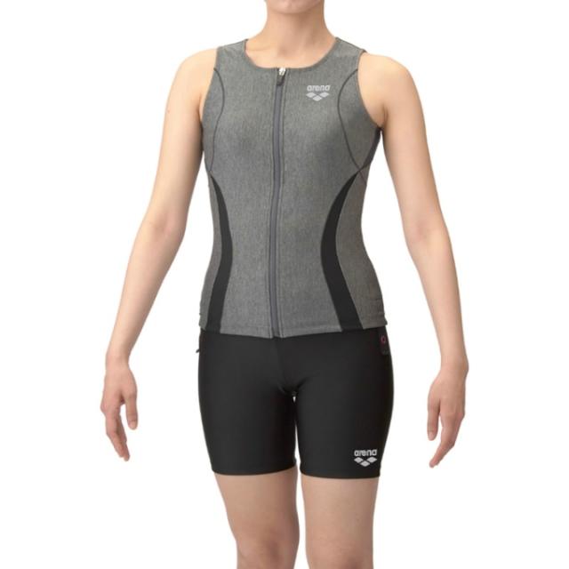 【メール便送料無料】アリーナ arena フィットネス水着 セパレート レディース すらっとフルジップセパレーツ AS5SWF42L-GYBK