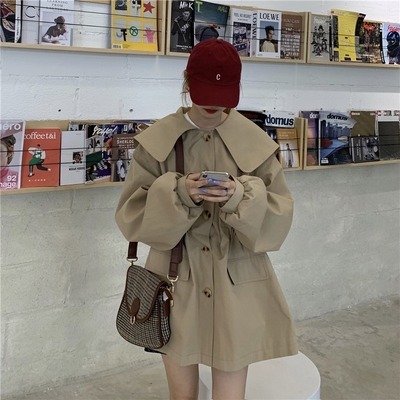 アウター レディース ジャケット 上着 袖あり ボリューム袖 ポリエステル かわいい 大人可愛い シンプル カジュアル おしゃれ お洒落 かっこいい レトロ 大人可愛い 大人女子 ラフ ボーイッシュ 個性的 S M L XL ベージュ 無地 春 秋 2021 20代 30代 オフィス ビジネス OLの通販は