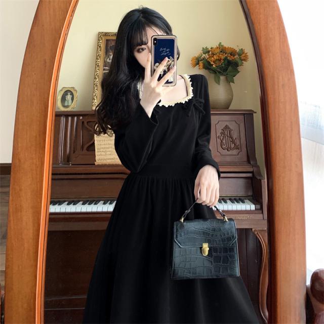 レッドカラーブラック ロングワンピースドレス ワンピース ロング丈 お出かけ 新作 長袖 スクエアネック フレア Aライン リボン ベルベット かわいい 大人可愛い きれいめ 大人 上品 おしゃれ かっこいい レトロ 大人可愛い 大人女子 ラブリー キュート 主役級 存在感の通販は レッドカラーブラック ロングワンピースドレス ワンピース ロング丈 お出かけ 新作 長袖 スクエアネック フレア Aライン リボン ベルベット かわいい 大人可愛い きれいめ 大人 上品 おしゃれ かっこいい レトロ 大人可愛い 大人女子 ラブリー キュート 主役級 存在感の通販は