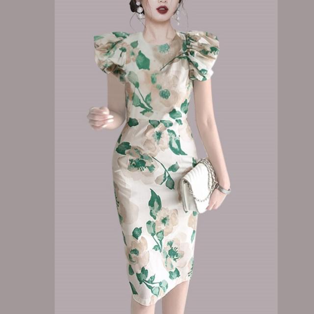 レディースワンピース ギャザーフリルハイウエスト スリムドレス 20代 30代 ギャザー フリル パーティー 買い物 ひざ丈ワンピース サマードレス ハイウエスト 夏ワンピ サマーワンピース ギャザーフリル袖 ハイウエストスカート タイトスカート ドレス タイトワンピースの通販は