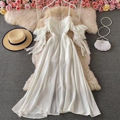 ワンピース レディース フレアワンピース ロング丈 長袖 無地 夏 秋 フレア ストレート Aライン 透け感 シースルー かわいい 大人可愛い きれいめ シンプル カジュアル 大人 上品 おしゃれ お洒落 大人可愛い 大人女子 キュート ガーリー 個性的 とろみ感 オフショルダーの通販は