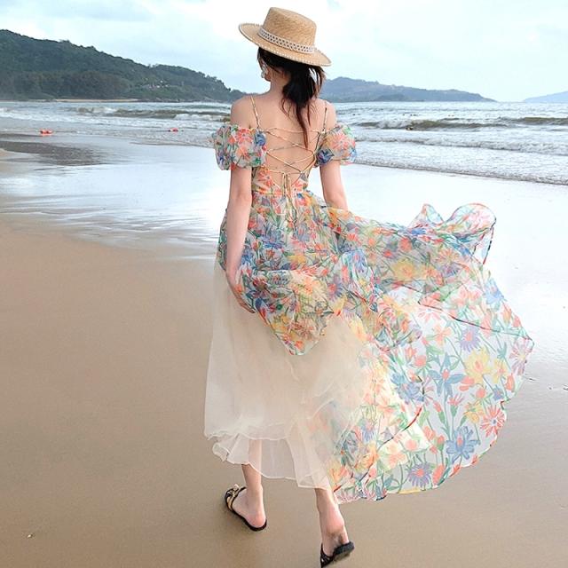 ワンピース ドレス レディース 女性用 カラードレス 半袖 ロング丈 Ｖネック ハイウエスト オフショルダー 重ね バルーン袖 フレア袖 Ａラインスカート レトロ 大人可愛い カジュアル 大人カジュアル かわいい ガーリー おしゃれ かっこいい 大人女子 甘め メンズライクの通販は 5,627円