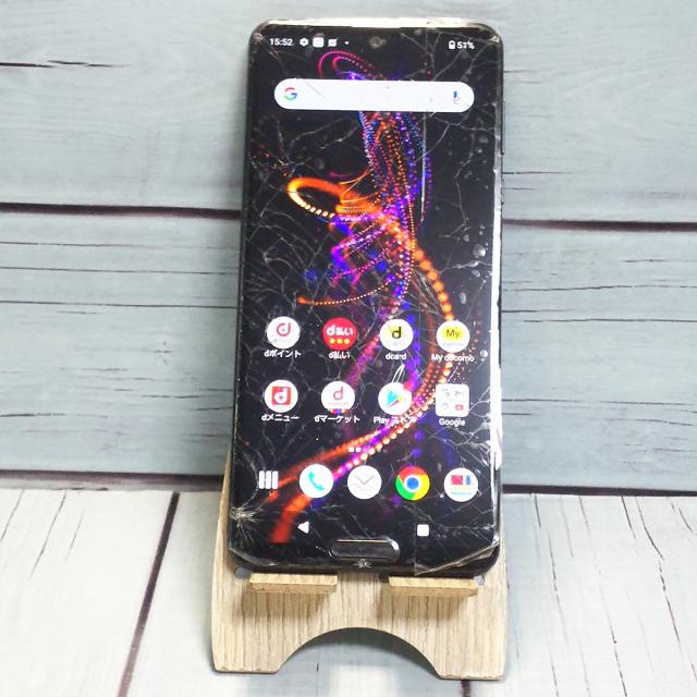 【送料無料】AQUOS R docomo 5G SHARP SH-51A ブラック [ジャンク] 本体 白ロム SIMロック解除済み SIMフリー J077735