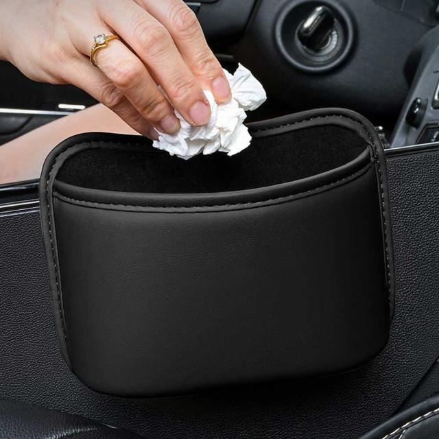 車 ゴミ箱 小物入れ レザー 収納ポケット 大小2個セット 吊り下げ