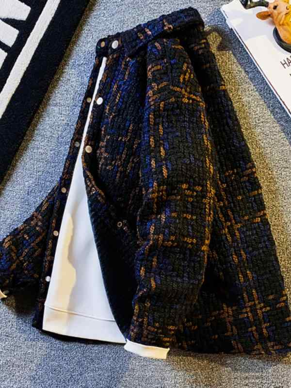 メンズ ファッション 服 男性用 シンプル かっこいい 大人 春コーデ レトロ ウール コート ゆったり カジュアル ハイエンド チェック シャツ ジャケット ニット