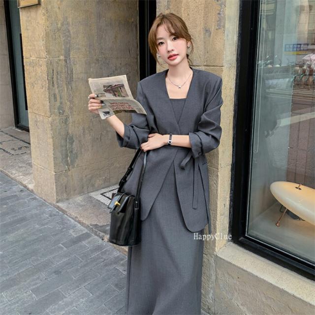 ワンピーススーツ 韓国風 セットアップ おしゃれ 春 秋 レディース スーツ 30代40代 スーツセット 入学式 卒業式 フォーマル エレガント 2点セット 上下セット オフィス 事務服 カジュ 通勤_3