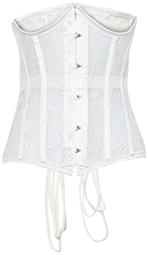 Daisy corsets レディース 豪華 ホワイト シアー レース アンダーワイヤー オープンカップ アンダーバスト コルセット ホワイト Large