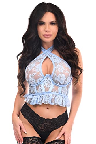 Daisy corsets レディース Lavish LT ブルーレース アンダーワイヤーシンチャー ホルタートップ内蔵, ブルー, 3X