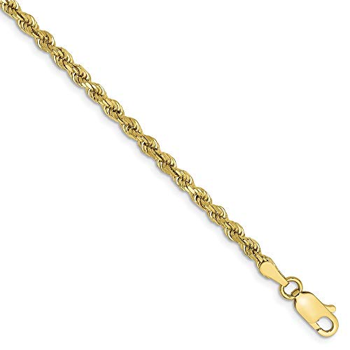 Roy Rose Jewelry 10K イエローゴールド 2.75mm ハンドメイド ダイヤモンドカット ロープチェーン アンクレット ブレスレット 長さ9インチ, 9 inches, 金属