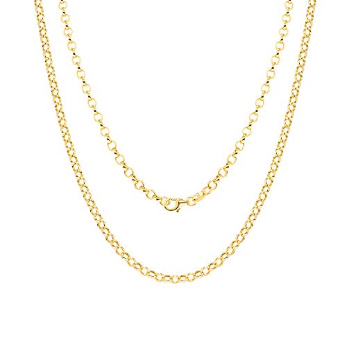 Nuragold 10K イエローゴールド 2.5mm ロロサークルケーブル ラウンドリンクチェーンペンダントネックレス メンズ レディース ロブスタークラスプ 16インチ 18インチ 20インチ 22インチ 24インチ 26インチ 28インチ 30インチ