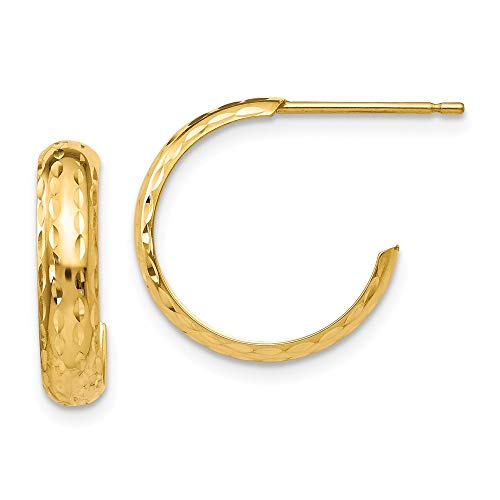 Royローズジュエリー14 Kイエローゴールドダイヤモンドカット3.5 MM j-hoopイヤリング~ 3 mm幅