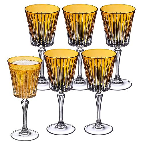 BARSKI European Colored Wine Glasses - Set of 6 Wine Goblets for Red Wine or White Wine - Elegant Colored Glassware Water Goblet