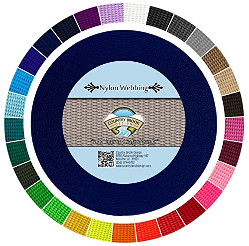 Country Brook Design - 3/8インチ 高耐久 100%本物のナイロンウェビング - 25色以上の鮮やかな色(ロイヤルブルー、20ヤード)