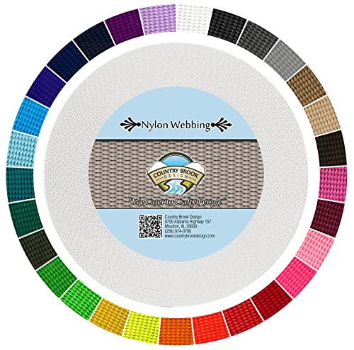 Country Brook Design - 3/8インチ 高耐久 100%本物のナイロンウェビング - 25色以上の鮮やかな色(ホワイト、20ヤード)