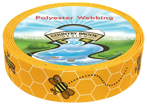 Country Brook Design - Busy Bee ポリエステルウェビング(1インチ、50ヤード)。