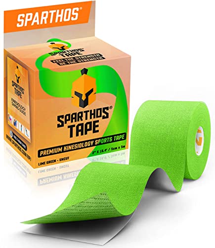 Spartan Tape 運動療法テープ 陸上スポーツに最適, 回復と理学療法の無料運動療法テープガイドが中に入っています Uncut 2 inch x 16.4 feet Roll (o) Lime Green + FREE Taping Guide)