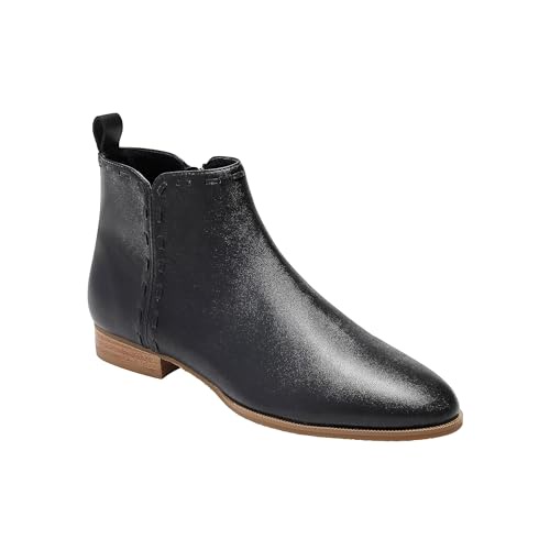 Jack Rogers レディース Rollins コード ブーティー レザー アンクルブーツ, ブラック, 9.5